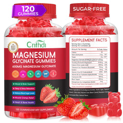 CNFHDI magnesium glycinate gummies bottle, sugar free formula for daily wellness