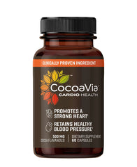 CocoaVia Cardio Health bottle front with 60 capsules for daily heart support.