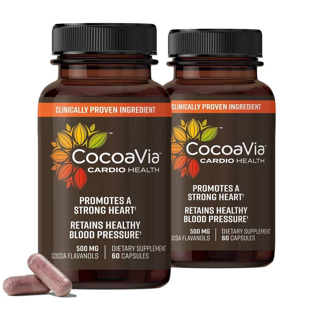 CocoaVia Cardio Health bottle displayed on a shelf, inviting daily use.