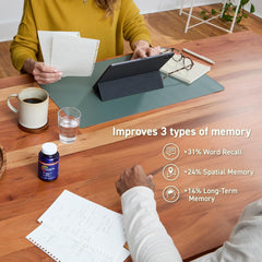 Glass of water with CocoaVia Memory+ capsules ready to take
