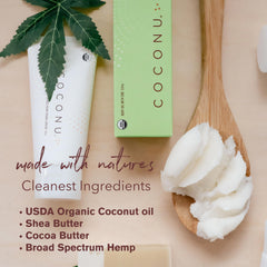 COCONU fragrance-free packaging emphasizes clean, hypoallergenic care.