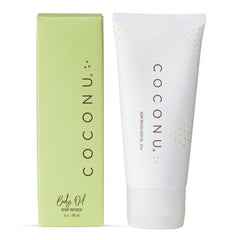 COCONU Hemp Infused Moisturizing Oil bottle for fragrance-free, gentle hydration.
