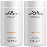 Codeage ADK Vitamins+ bottle front view for daily fat-soluble vitamin support.
