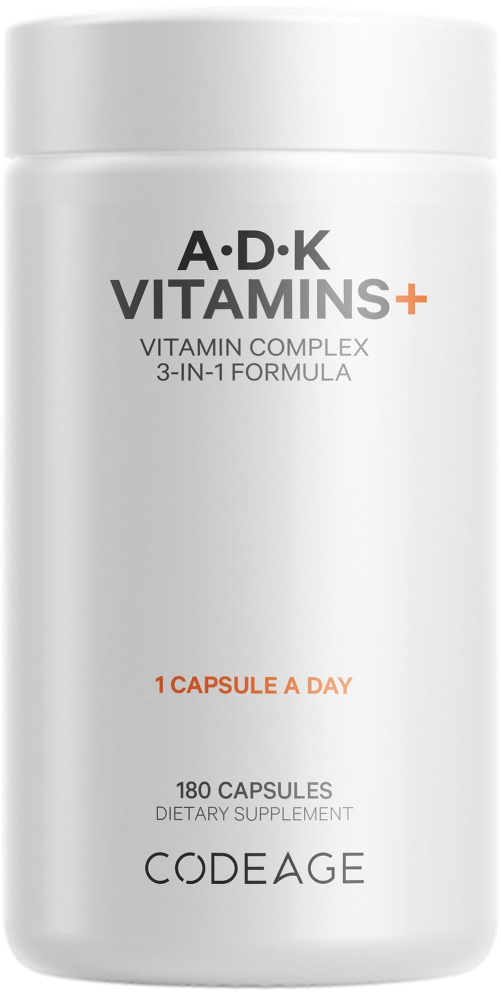 Codeage ADK vitamins bottle front view for long-term daily support