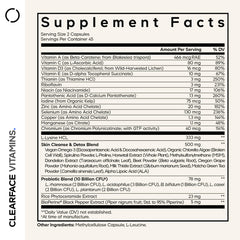 Codeage Clearface bottle back label details ingredients and usage.