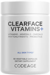 Codeage Clearface bottle front for comprehensive daily skin support.