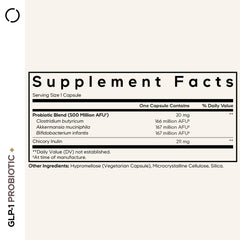 Codeage GLP-1 Probiotic+ bottle back label shows serving details for easy daily dosing