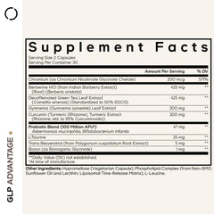 Codeage GLP-Advantage+ capsules closeup showing capsule texture for gastrointestinal-friendly formulation.