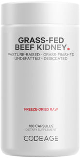 Codeage Grass-Fed Beef Kidney bottle front shows pasture-raised source for clean nutrition