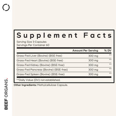 Codeage Grass-Fed Beef Organs heart capsule close-up, supporting daily wellness.