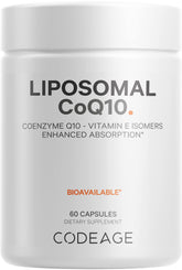 Codeage Liposomal CoQ10 bottle front for daily wellness support.