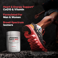 Codeage Liposomal CoQ10 Max packaging on kitchen counter for daily routine.