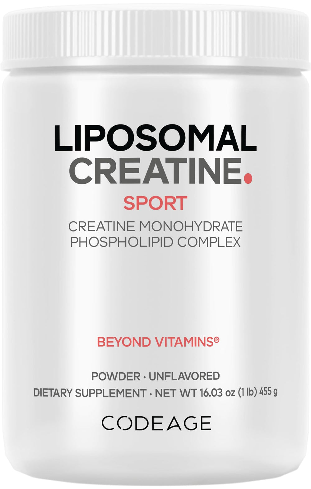 Codeage liposomal creatine bottle premium formula for workouts.