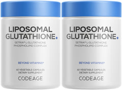 Codeage Liposomal Glutathione bottle front shows high-potency Setria L-Glutathione