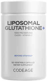Codeage Liposomal Glutathione+ bottle supports daily antioxidant wellness.