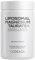 Codeage Liposomal Magnesium Taurate+ bottle front, vegan and non-GMO daily wellness image