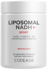 Codeage Liposomal NADH+ bottle close-up for product quality and energy support