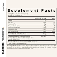Codeage Quercetin Phytosome bottle label highlights liposomal delivery for better absorption.