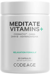 Codeage Meditate bottle front view for daily brain support and calm focus.
