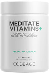 Codeage Meditate bottle front view for daily brain support and calm focus.