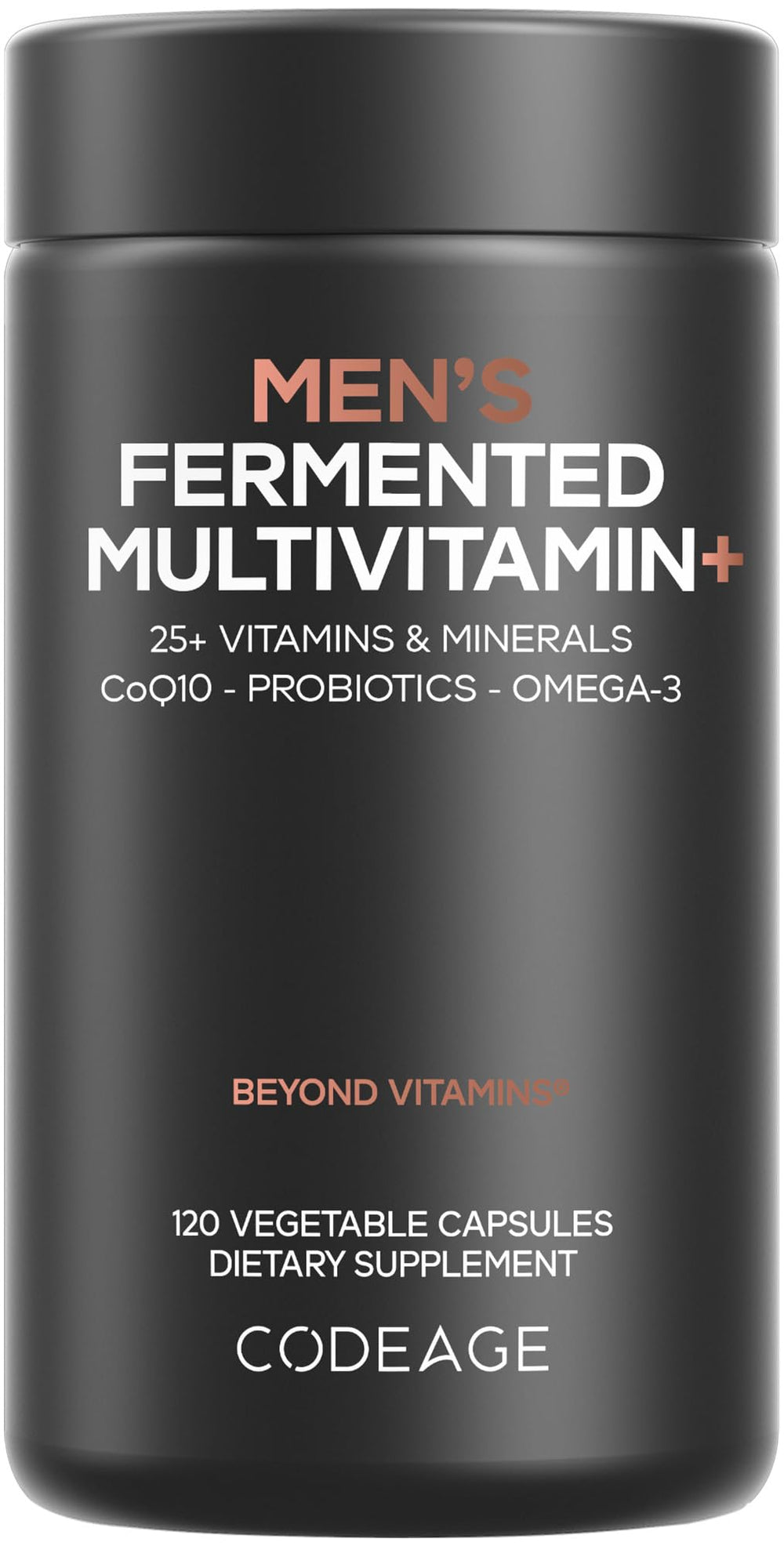 Codeage Men’s Daily Multivitamin bottle offers a comprehensive daily nutrient program for men