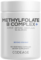 Codeage Methylfolate B Complex bottle front, vegan and non-GMO.