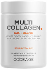 Codeage Multi Collagen bottle display showing five collagen types for daily joint care