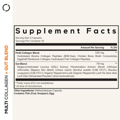 Codeage Multi Collagen Gut Blend capsules close-up for consistent collagen intake.