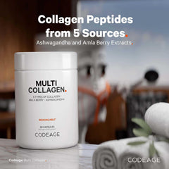 Codeage Multi Collagen label highlights five collagen types and ingredients