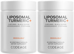 Codeage Organic Turmeric bottle front, showcasing the 2-pack packaging for daily wellness.