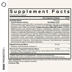 Codeage Raw Probiotic+ capsules close-up showing convenient daily capsules