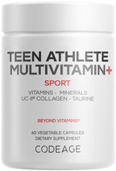 Codeage Teen Athlete Multivitamin+ bottle-front showing the bottle for active teens.