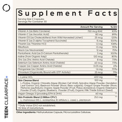 Codeage Teen Clearface capsules close up illustrating teen vitamin skincare