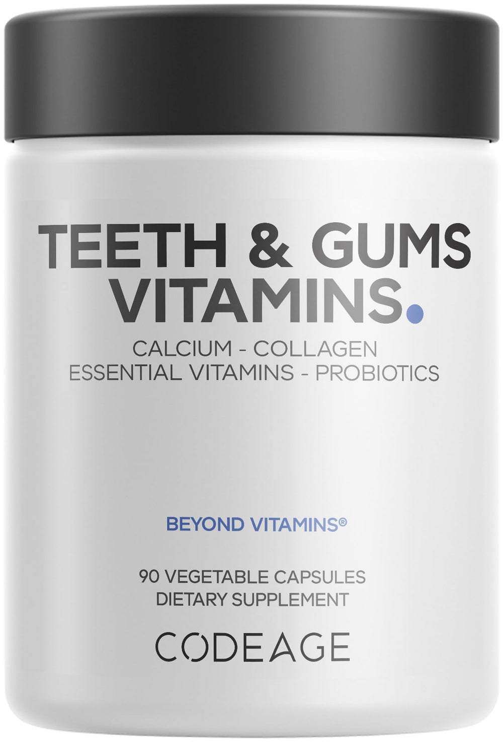 Codeage Teeth & Gums bottle front supports daily oral wellness.