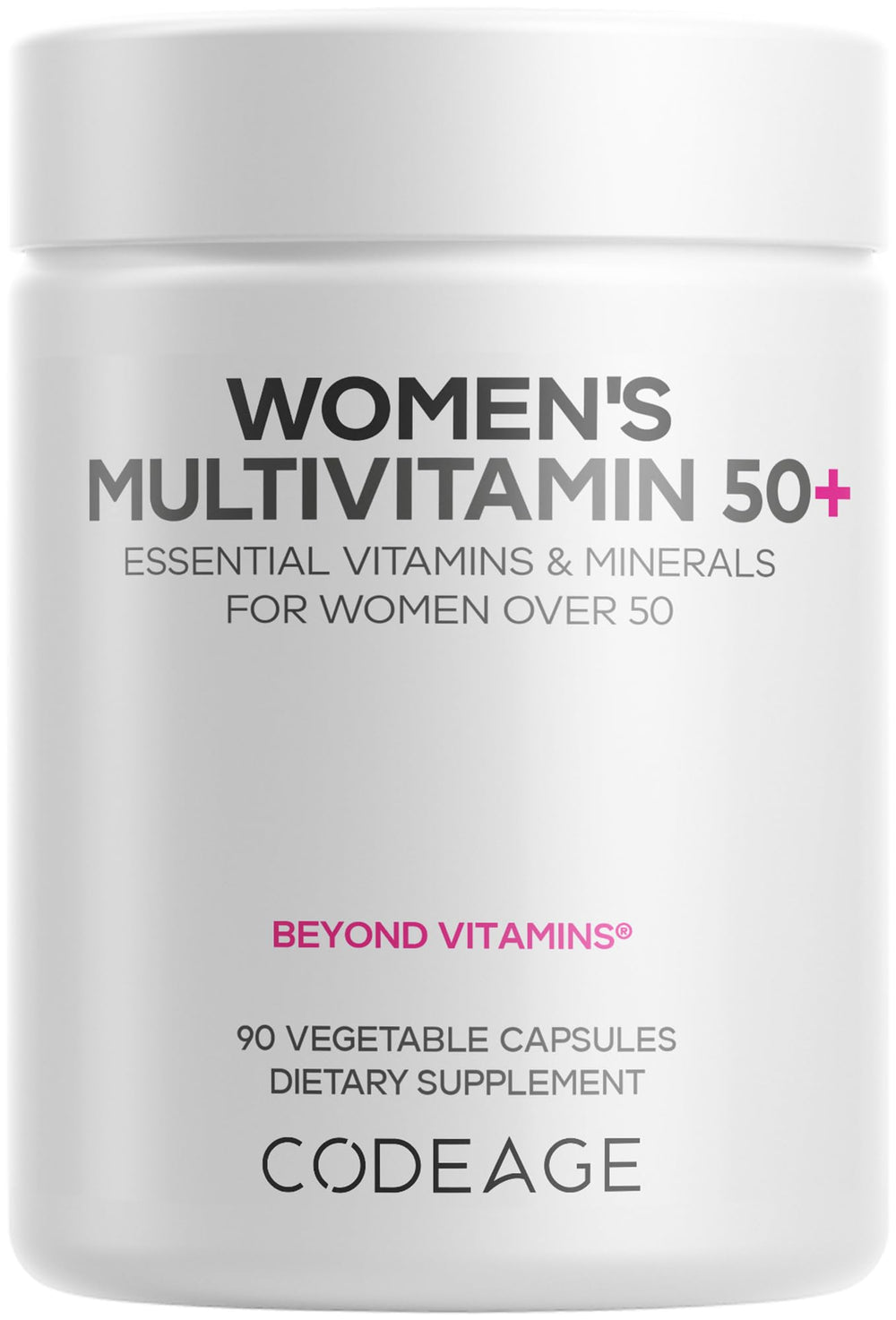 Codeage Women’s Multivitamin 50+ bottle with daily wellness essentials.