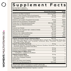 Codeage Women’s Multivitamin 50+ capsules closeup highlighting nutrients.