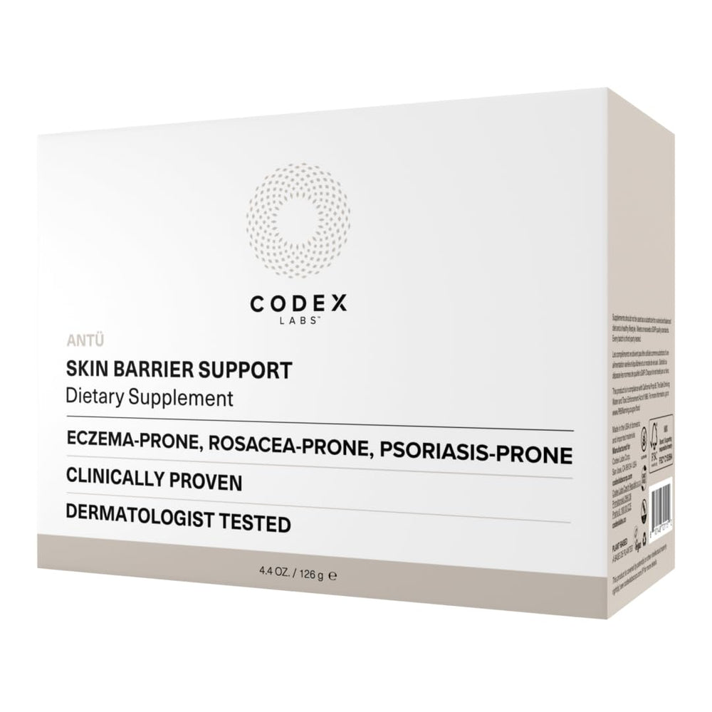 Codex Labs ANTÜ strawberry lemonade sachet in glass ready to dissolve for daily skin support