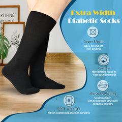 COIYUFUX diabetic socks with extra-wide top for non-binding fit.