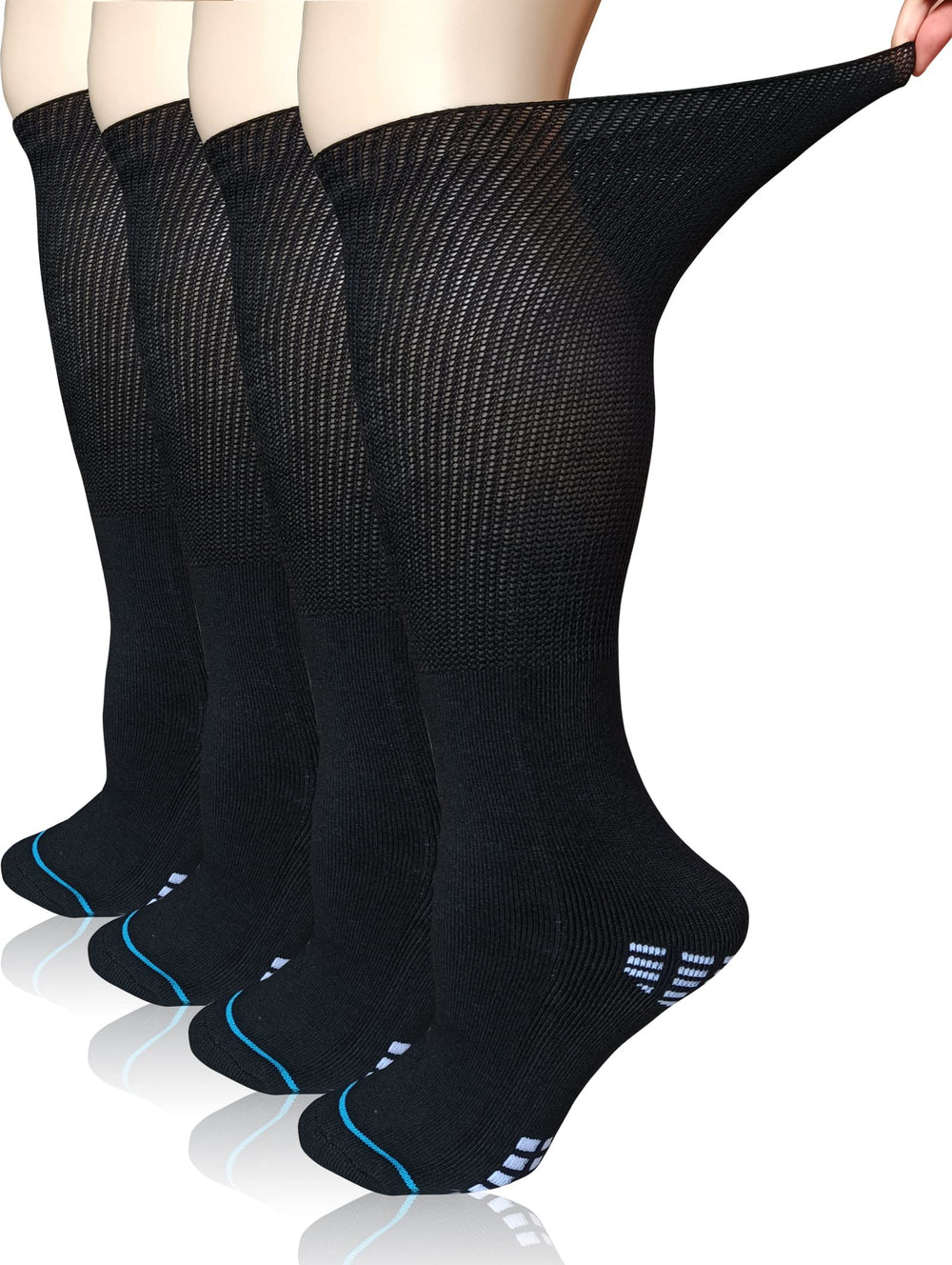 COIYUFUX extra-wide knee-high diabetic socks for bariatric feet with non-binding comfort