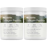 Colla Vita collagen peptides powder bottle on counter for daily joint and skin support