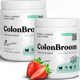ColonBroom strawberry psyllium powder tub highlighting daily fiber support