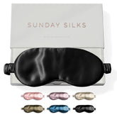 Colorado Home Co SUNDAYSILKS sleep mask Midnight Black, front view for light blocking