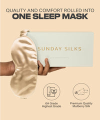 Colorado Home Co SUNDAYSILKS silk eye mask travel view emphasizes compact design and all-night comfort.