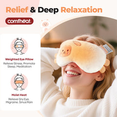 Comfheat eye pillow close-up of flaxseed, clay beads, and lavender for soothing aromatherapy