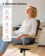 Two-in-one heat and vibration mode demonstrates customizable relaxation options.