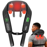 COMFIER cordless neck massager with heat closeup easing neck tension while traveling.