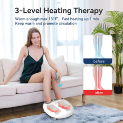 Heat settings panel on COMFIER foot massager for three temperature levels.