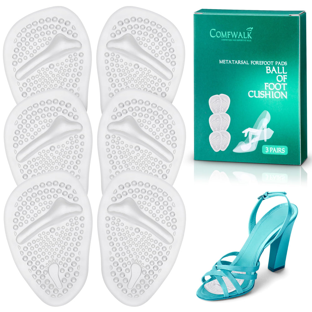 Comfwalk metatarsal pads pack 3 pairs shown for all day comfort