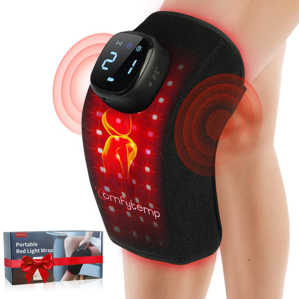 Comfytemp 3D knee wrap worn for ergonomic, comfortable fit.