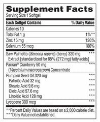 Compatible with Nature Saw Palmetto ingredient label highlights zinc and lycopene.